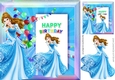 princess in blue dress shall go to the ball in balloons frame 8x8