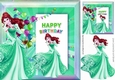 pretty princess in turq dress in Rainbow frame with balloons 8x8