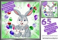 Cute rabbit family in balloon birthday frame 8x8