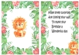cute little water colour lion in flower jungle A5 card front/insert