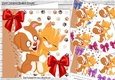 4 cute puppies and kittens cuddling with bows 7x7 card fronts mini kit