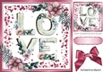 Pretty pink floral  LOVE Word with bow and hearts 8x8