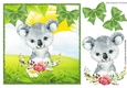 Cute little watercolour koala bear with green polkadot bows 8x8