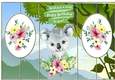 Cute watercolour Koala with flowers cut n fold back card