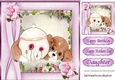 cute little water colour puppy with roses 8x8