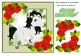 Cute grey pony with red roses
