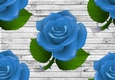 Big blue roses on grey wooden background
