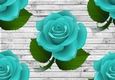 Big turq roses on grey wooden background