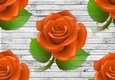 Big orange roses on grey wooden background