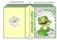 Cute little frog on a lily pad with white lilies in balloon frame folded book