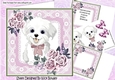 Cute white puppy in lace 8x8 frame with roses mini kit (pink)
