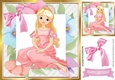 Princess in flower frame with pink bow 8x8