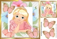 Princess in flower frame with pink butterflies 8x8