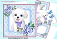Cute white puppy in lace 8x8 frame with roses mini kit (blue)