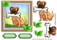 Lovely boxer with a bone and leaves 7x7