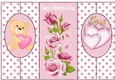 cute bear with hearts and pink roses  cut n fold back card