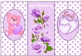 cute bear with hearts and lilac roses  cut n fold back card
