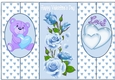cute bear with hearts and blue roses cut n fold back card
