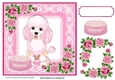 pink princess poodle with roses and lace 8x8