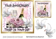 Champagne and glasses with Doves for your ANNIVERSARY 7x7