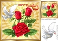 Red roses for my valentine with dove on gold heart 8x8