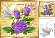 purple roses for my valentine with dove on gold heart 8x8
