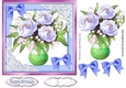 Pretty blue peonies in a vase with bows 7x7