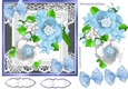 Pretty blue/white flowers with organza bows 7x7