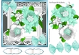 Pretty turq/white flowers with organza bows 7x7