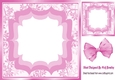 Pretty leaf and ornate frame with pink organza bow 8x8