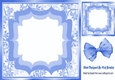 Pretty leaf and ornate frame with blue organza bow 8x8