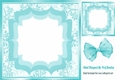 Pretty leaf and ornate frame with turq organza bow 8x8