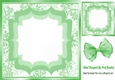 Pretty leaf and ornate frame with green organza bow 8x8