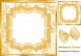 Pretty leaf and ornate frame with gold organza bow 8x8