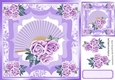 Pretty leaf and ornate frame with fan and lilac roses 8x8