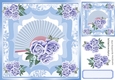 Pretty leaf and ornate frame with fan and blue roses 8x8