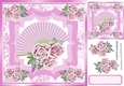 Pretty leaf and ornate frame with fan and pink roses 8x8
