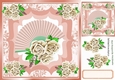 Pretty leaf and ornate frame with peach fan and cream roses 8x8