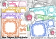 8 Pretty leaf and ornate frames with bows card fronts 8x8 mini kit