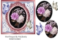 Pretty rose arrangement with butterflies and oval pyramids 7x7 (blue)