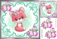 Cute little foxy girl with lilac roses 8x8