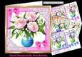4 Pretty Peonies in a vase with bows 7x7 Card fronts mini kit