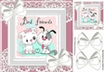 Best of friends cute puppy and kitten with white bows and lace 8x8