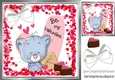 Cute valentine kitty with hearts and chocolates 8x8