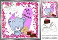 Cute valentine kitty with hearts and chocolates 8x8 (purple)