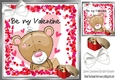 Cute valentine teddy with hearts and chocolates 8x8