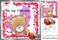 Cute valentine teddy with hearts and chocolates 8x8 (purple)