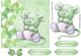 Cute little mouse with green balloons and bow 7x7