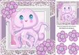 Cute octopus with flowers and diamonds 8x8