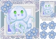 Cute octopus with flowers and diamonds 8x8 (blue)